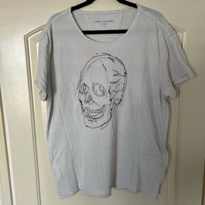 John Varvatos Men's White Embroidered Skull Graphic Crew-Neck T-Shirt MSRP: $128
